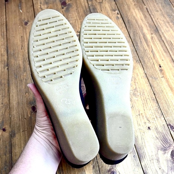 THE FLEXX Black Suede “Smoother” Peep Toe Wedge, Women’s Size 10 - Picture 8 of 11